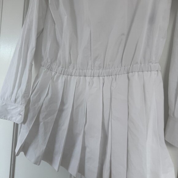 ❌SOLD❌NWT Miu Miu Shirt Dress Mini Length In White Sz 40 Long Sleeves Logo - Picture 8 of 9